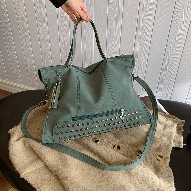 Luxury Brand Designer Bag 2024 New European And American Retro Matte Personality Fashion Trend Large Capacity Handheld Crossbody Tote Motorcycle Bag