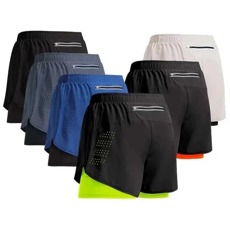 NEW Summer Fitness Built-in pocket Woven shorts men Quick Dry Gym Beach shorts Running Two pieces Double-deck Training Shorts X250528