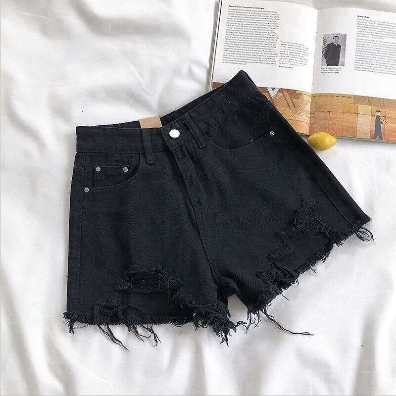 Shorts Women Denim Shorts Ripped Denim Shorts For Women Summer New High Waist Loose Slimming Korean Style Wide Leg Versatile Frayed Hot Pants Trendy J