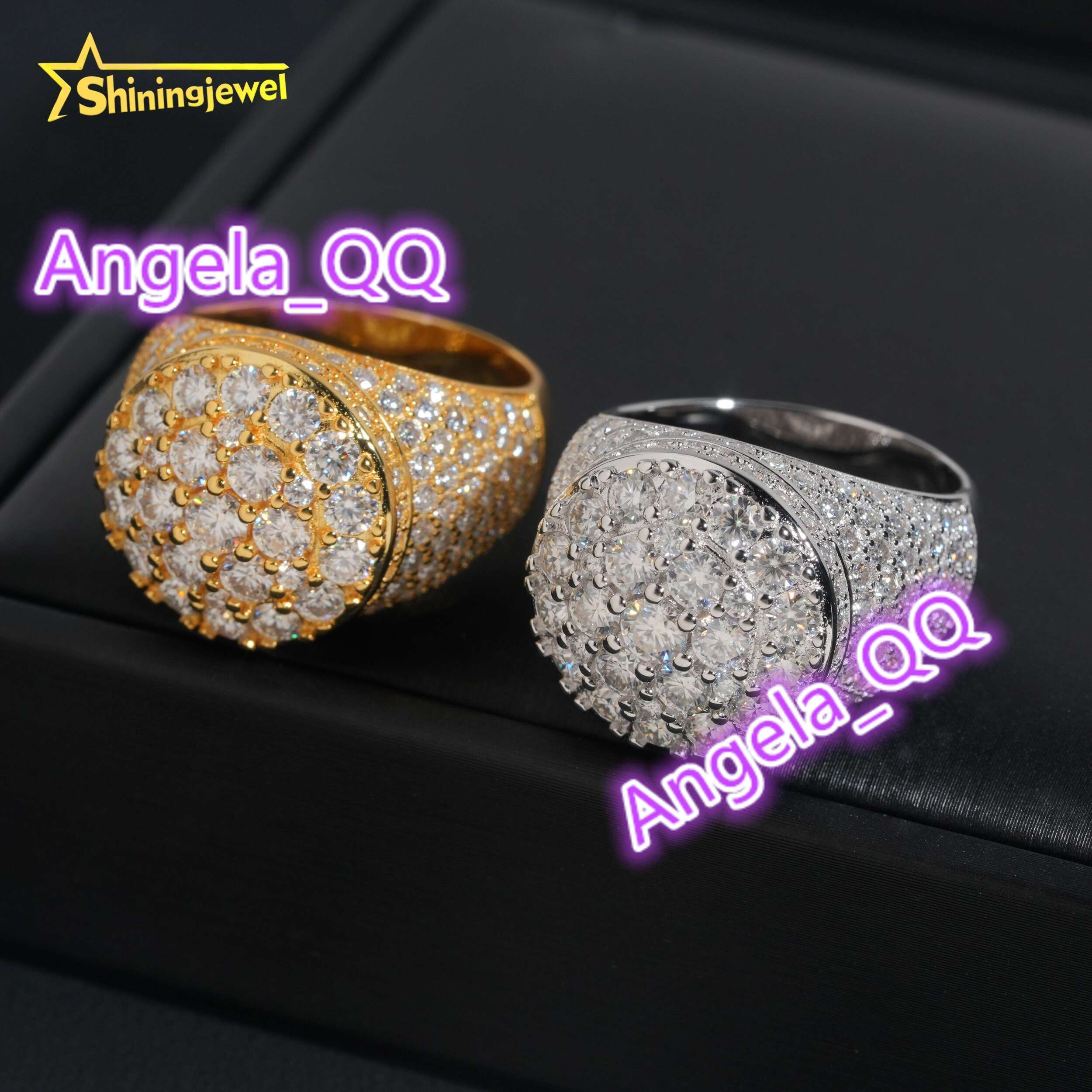 Hip Hop Fashion Jewelry Gold Plated Solid 925 Sterling Silver Sparkling Luxury Diamond Men Rings Iced Out Moissanite Ring