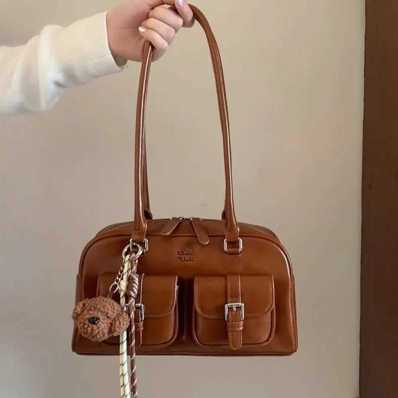 Maillard Vintage Boston Bag Samba Pillow Bag Women Commuter Tote Shoulder Bag Daily Collocation Gifts For Girls Y250528