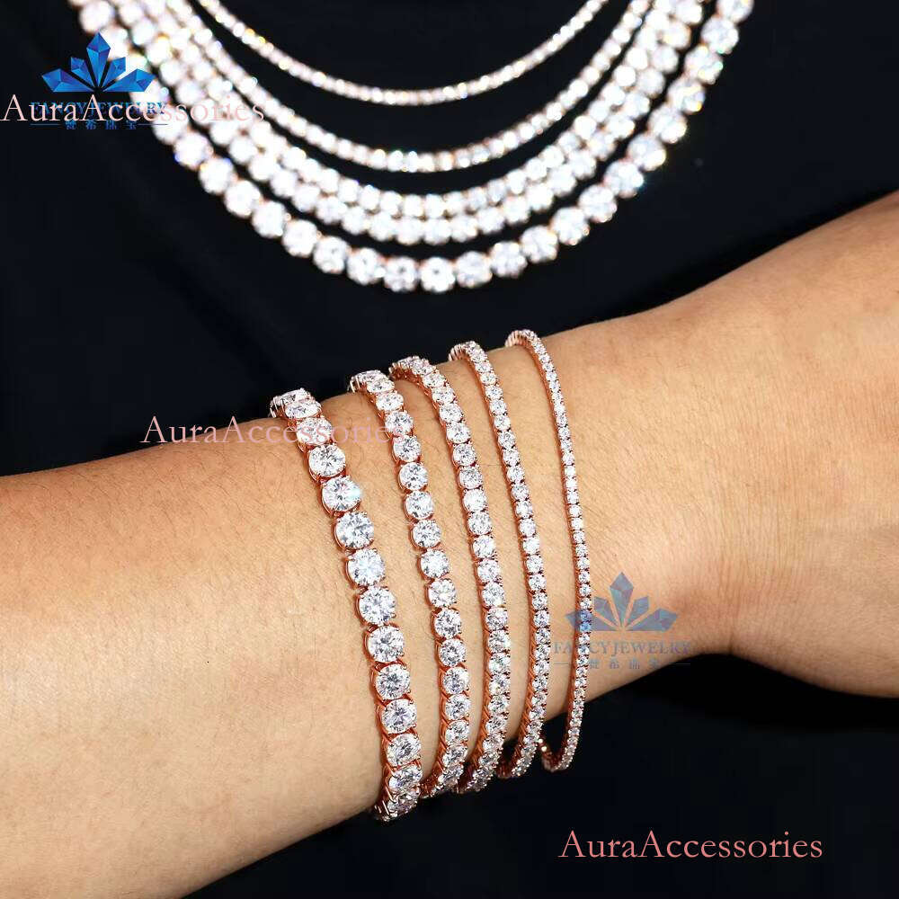 Ready to Shipping Chain 2mm-6.5mm Sterling Sier D VVS1 Moissanite Dia Tennis Bracelet With GRA Certificate
