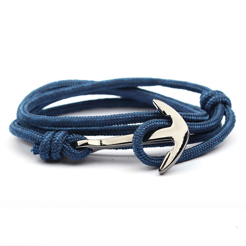 New Pirate Navy Blue 3mm Colorful Nylon Anchor Bracelet Couple Handmade Rope Gun Black