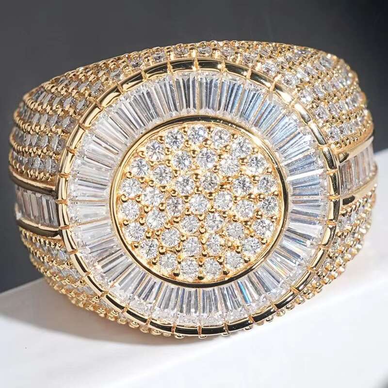 HYH New 925 Silver Fashion Hip Hop Moissanite Ice Out Rings Men