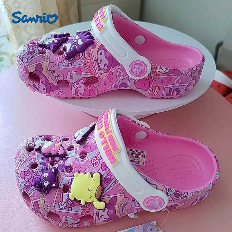 Sanrio Kuromi Hello Kitty Melody Cinnamoroll Kawaii Kids Cute Girls Sandals Children Slippers Non-Slip Beach Shoes Kidsw250528
