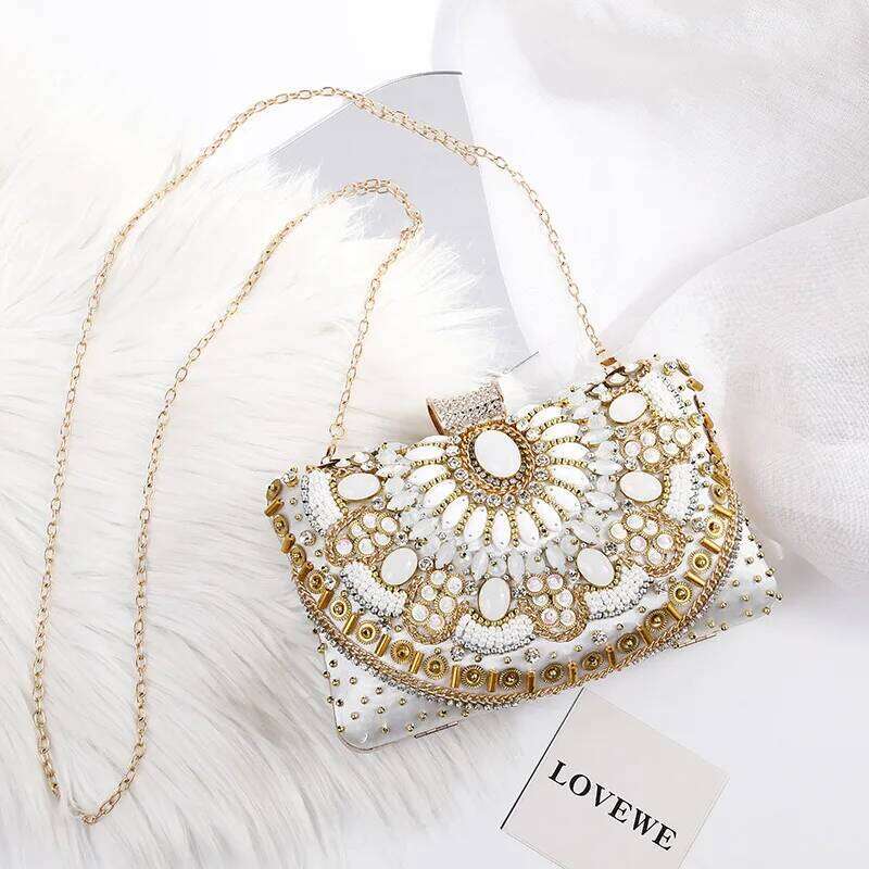 Beaded Rhionestone Sequin Handbag Metal Handbags Ladies Mini Bags Women
