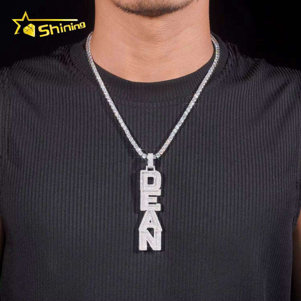 Hip Hop Jewelry Custom Made Gold Plated High Quality Iced Out Vvs Moissanite Pendant Name Letter Available