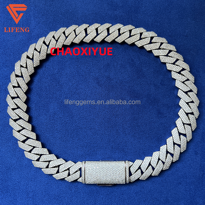 Lifeng Custom Hip Hop Jewelry VVS Moissanite Iced Diamond 925 Silver Cuban Chain Necklace