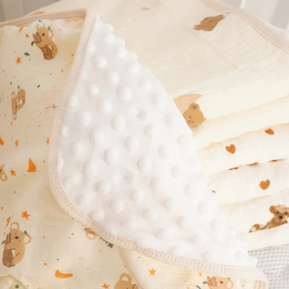 100% Cotton Crepe Cloth Gauze Baby Bean Blanket born Cover blanket Infant Swaddle Wrap 110X110CM 250527