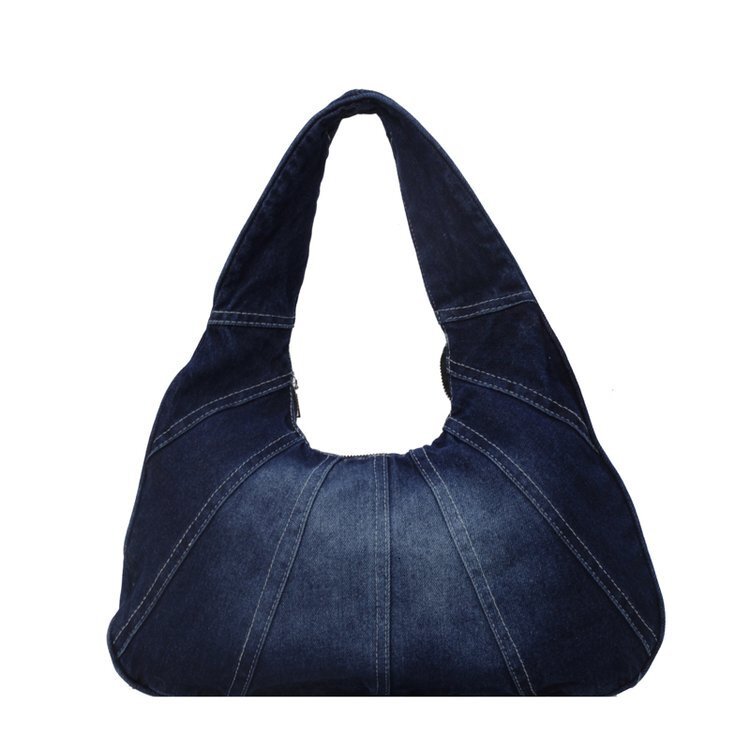 Luxury Brand Designer Bag Single Shoulder Bag Zipper Stitching Underarm Bag Denim Patchwork Trendy Dumpling Bag New Fashionable Handbag