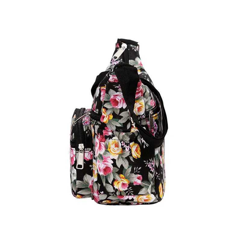 Nylon Ladies Messenger Bag Zipper Design Shoulder Bag Bandolera Mujer Printed flower Girl Student Phone Crossbody Shoulder Bag Y250528