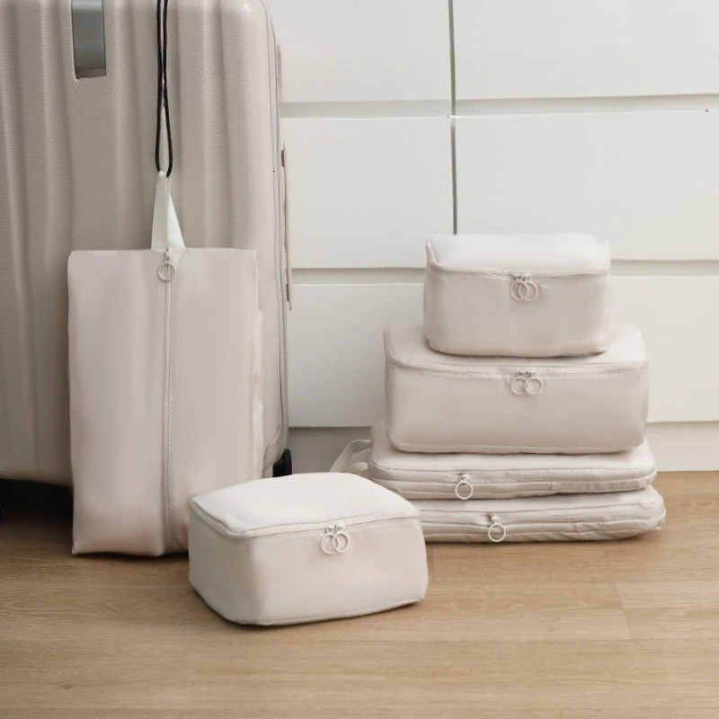 6PCS Waterproof Travel Packing Cubes Set - Lightweight Compression Luggage Organizer with Portable Handbag Suitcase Storage Bags 250526