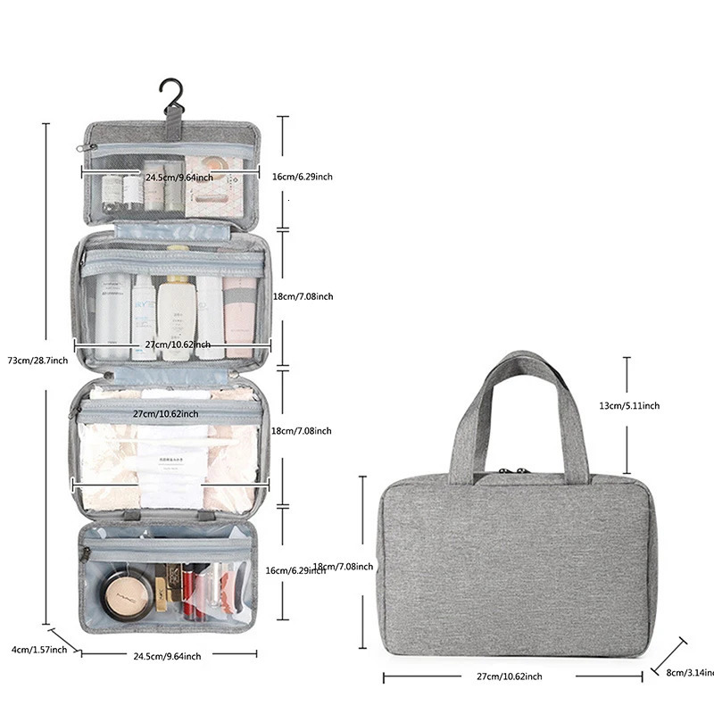 Waterproof Hanging Hook Toiletry Bag Large Folding Handbag Travel Makeup Cosmetic Razor Storage Organizer Case Bathroom Supplies 250528