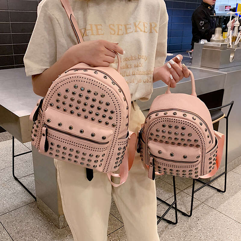 Rivet small backpack for women new fashionable student mini backpack PU leather casual backpack