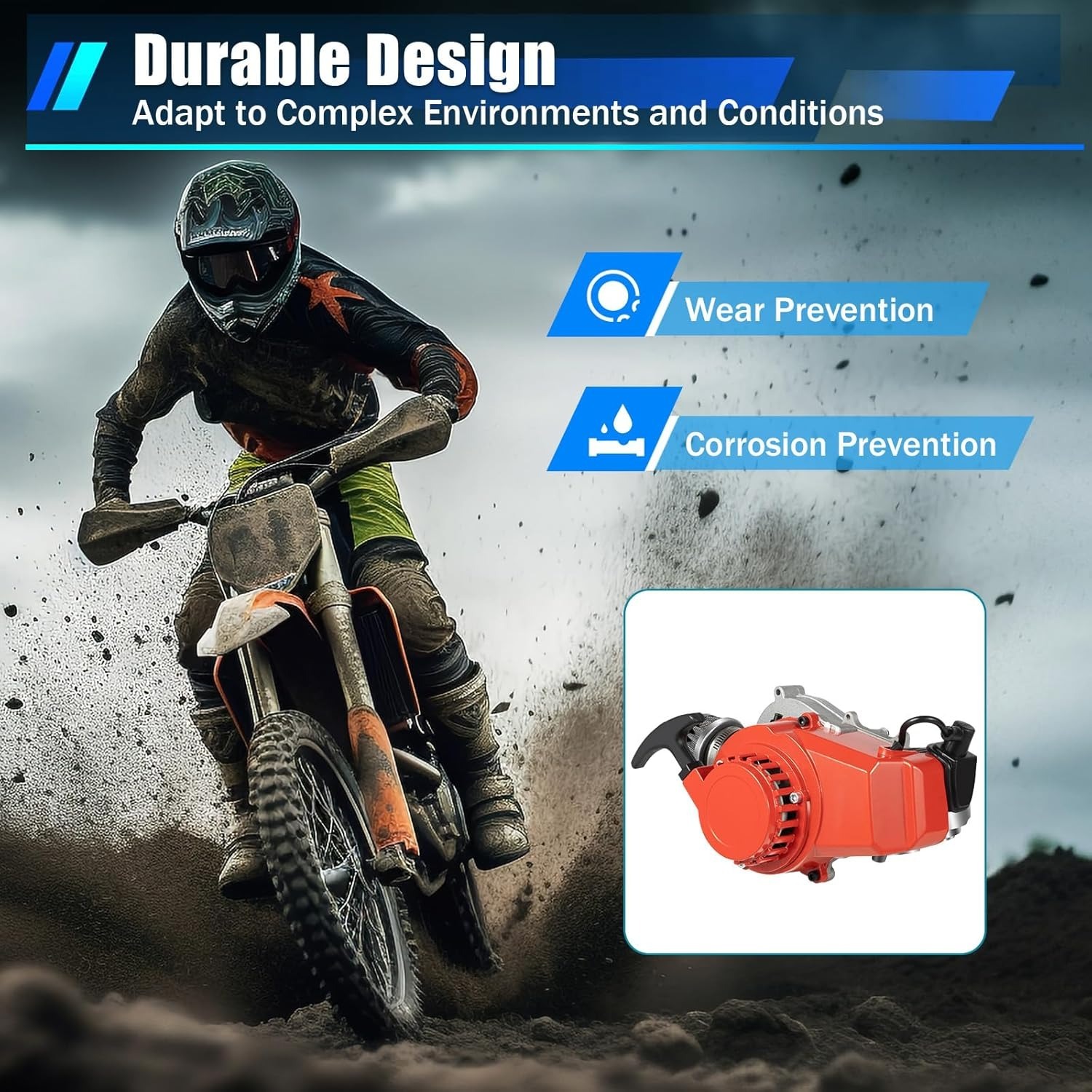 49cc 50cc 2 Stroke Racing Engine Motor, Gasoline Engine Single Cylinder Pull Rope Start Motor for Dirt Bike Pocket Bike ATV Scooters, Pocket Bike Engi