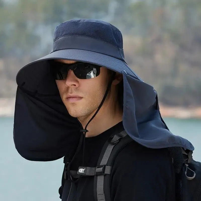 Adjustable Outdoor Cap With Neck Guard Sunscreen UV Protection Breathable Foldable Men Women Fishing Camping Hiking Casual Hats 250523