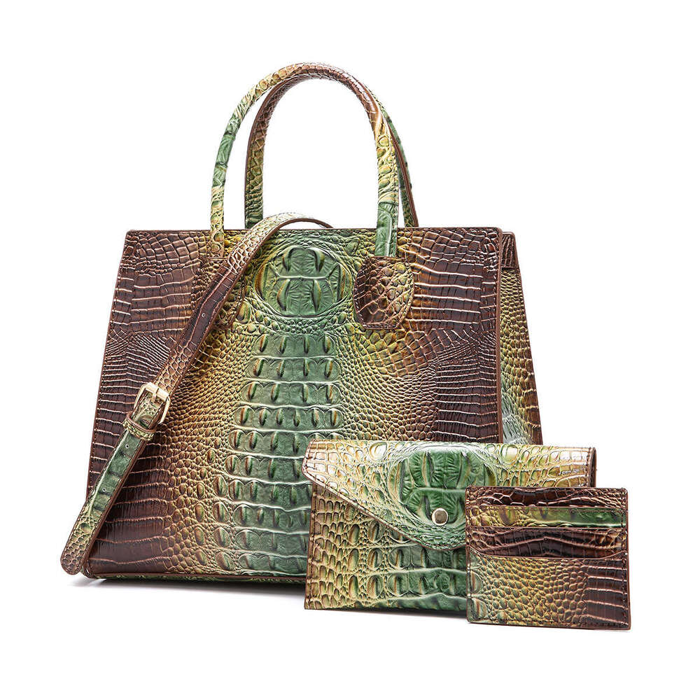 European and American retro design, hand-held crossbody women's baozi mother bag, colorful crocodile pattern Brahmin 2025 temperament versatile n