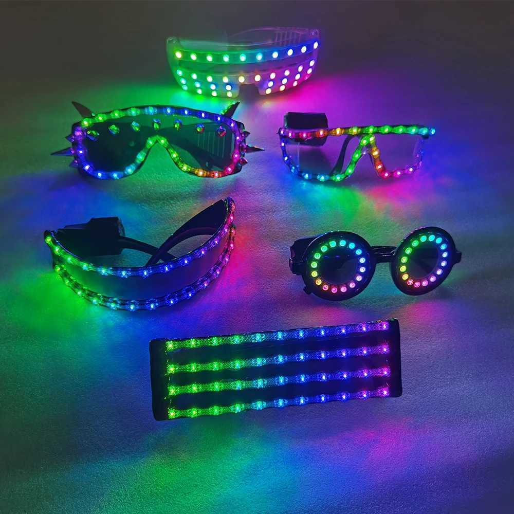 Full color remote control Burst Flashing LED Glow Glasses LED Glasses Rivet Punk Glasses Laser Glasses For Christmas Party W250528