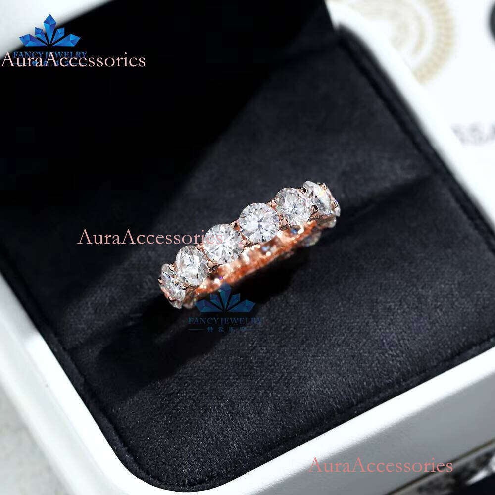 High Quality Iced Out 0.5CT Moissanite Dia Women's Engagement Ring 5mm Sier & Rose Gold Plated Perfect Gift