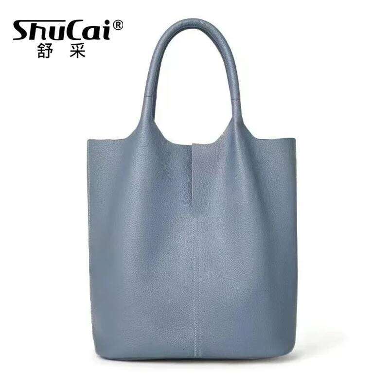 Genuine Commuter Women Bucket Bag Niche Simple Ladies Soft Leather Tote Shoulder Handbag Large Capacity 2025 New