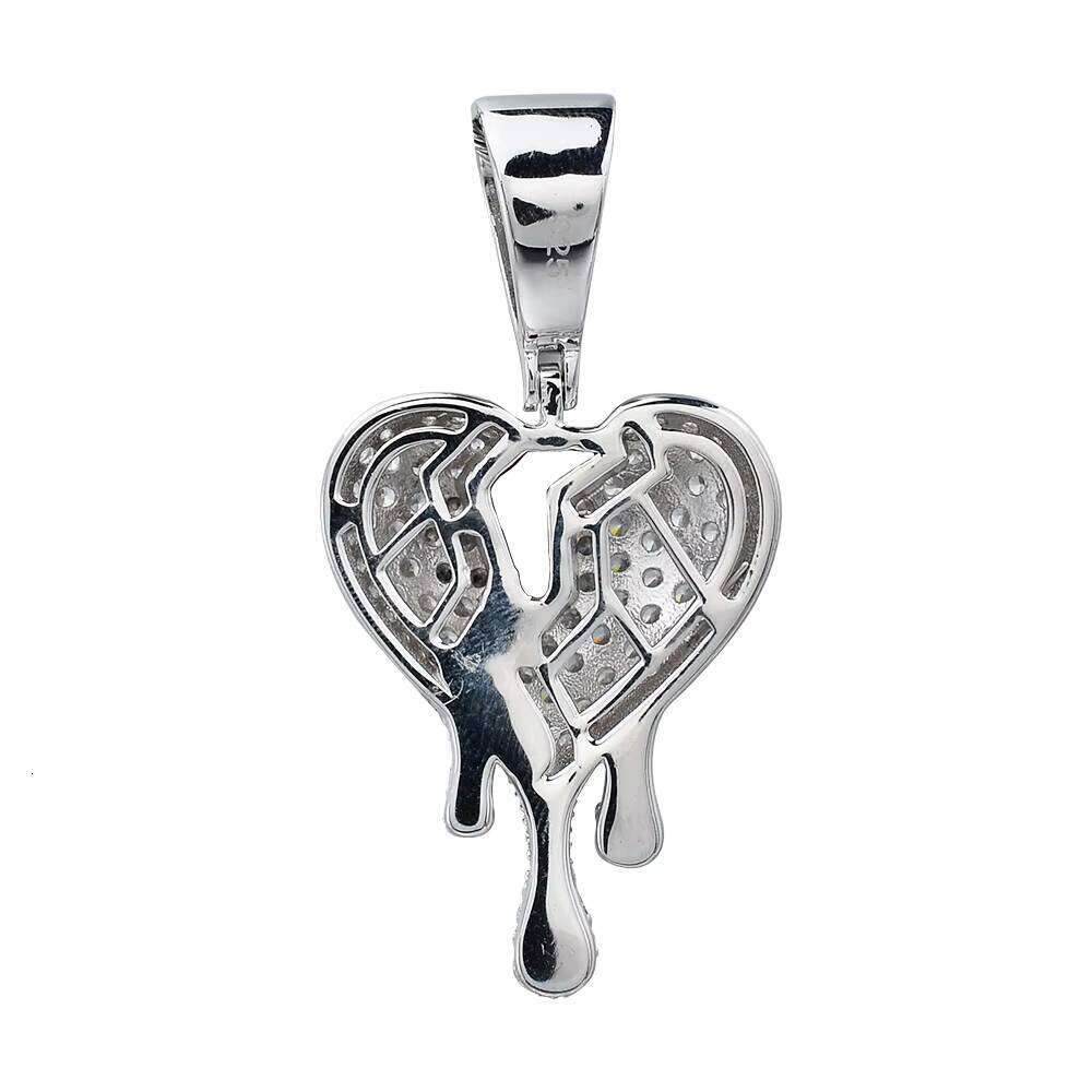 High Quality Jewelry VVS Moissanite Gold Plated Sterling Sier Broken Heart Dancing Pendant for Unisex