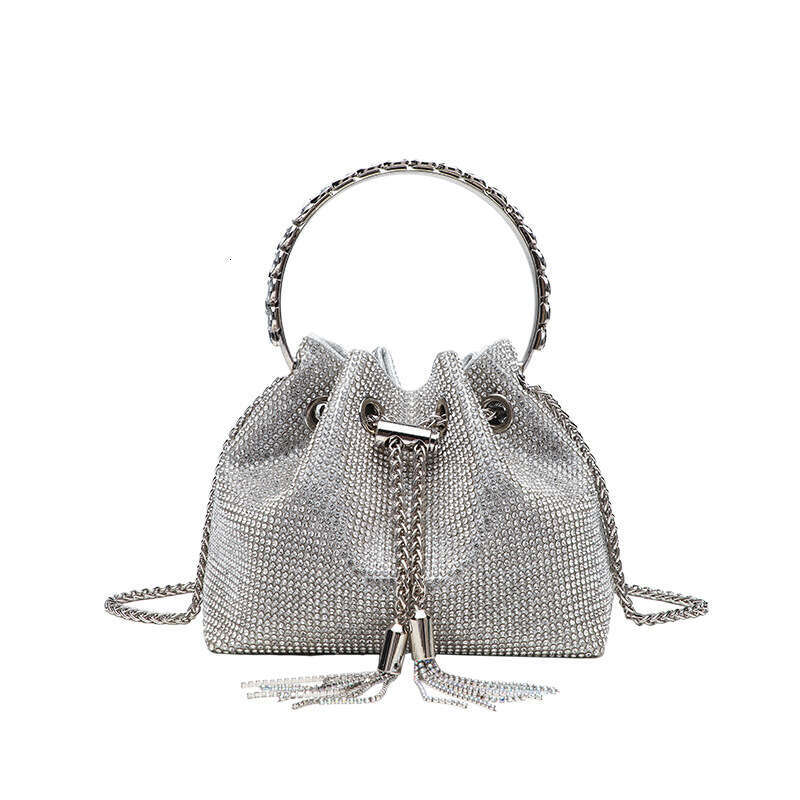 Summer New Rhinestone Shiny Inlaid Diamond Bucket Niche Light Luxury Crossbody Handbag Evening Bag