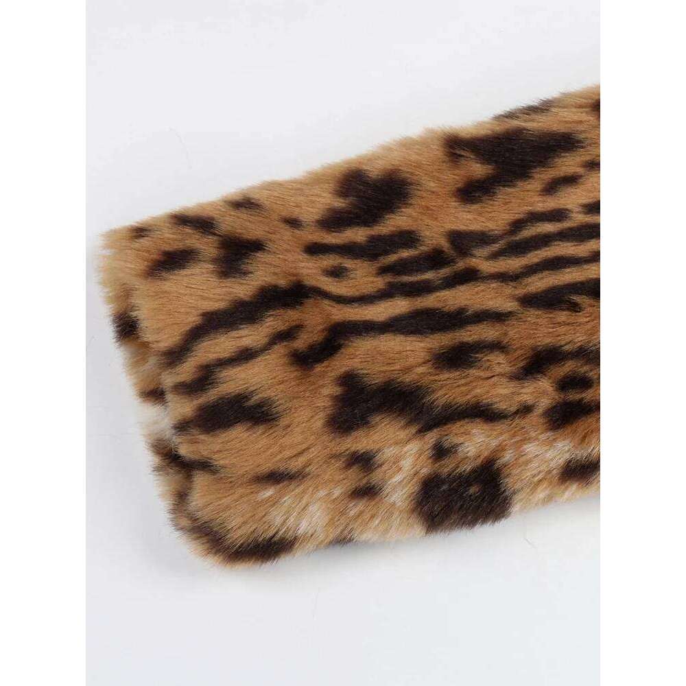 Nerazzurri Winter Long Loose Thick Warm Soft Fluffy Leopard Print Faux Fur Coat Women Lapel Runway European Fashion 2022