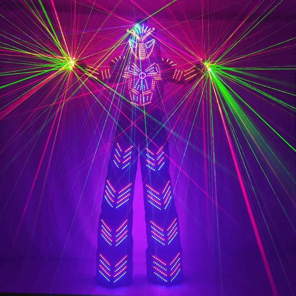 LED Robot Costume Stilt Walker LED Light Robot Suit Clothing Event Kryoman Costume LED Robot Costume W250528