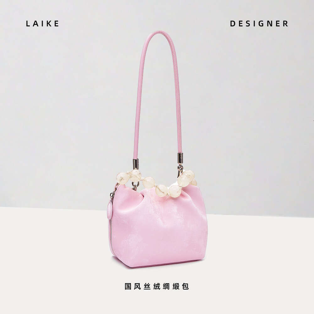 High-end Chinese Style Velvet Handbag for Women, New Fashionable Crossbody Beaded Genuine Leather Shoulder Bag