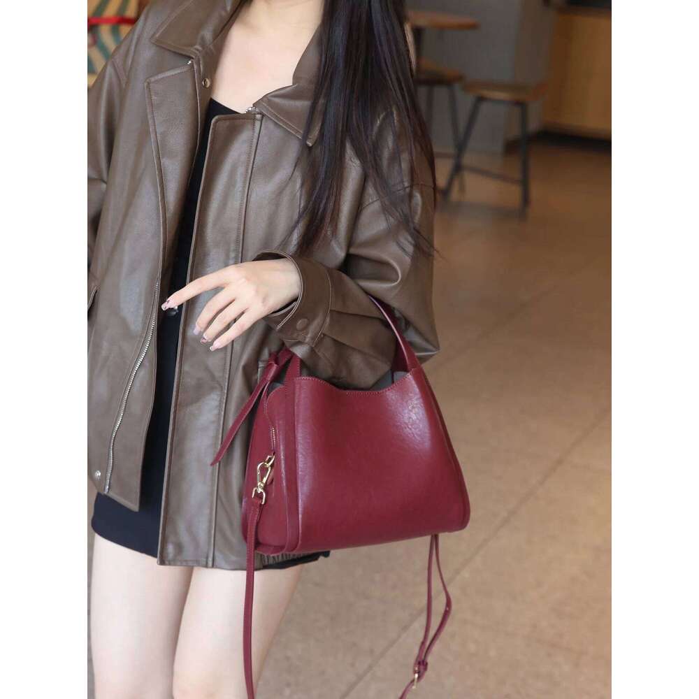 Genuine Leather shoulder crossbody black bucket bags designer ladies brown bag for women