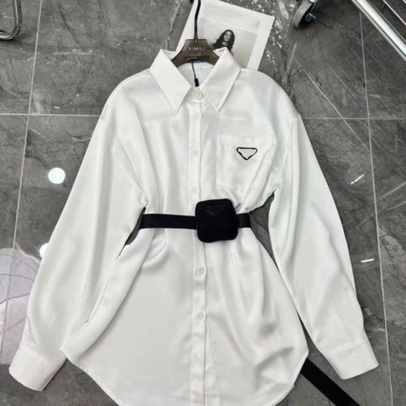 Womens Blouses Shirts Designer Womens loose Blouses Long Shirts Anagram Silk and satin Classic Summer New T-Shirt Casual Long Sleeve Tops Femme Pocket Letter