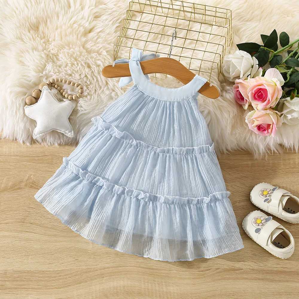 (0-4 Year Old Baby Girl Princess Dress) Summer New Korean Style Sweet Bow ChildrenS Sleeveless Clothes For Birthday Parties X250528