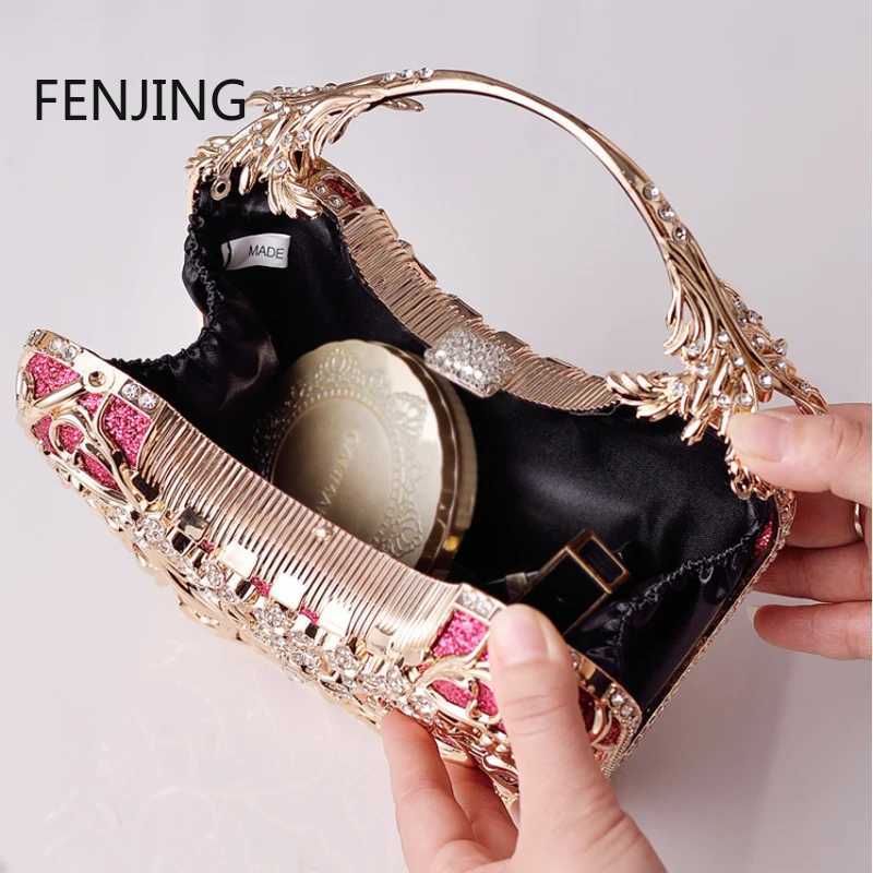 Hollow Out Metal Evening Bags Fashion Shiny Party Banquet Handbags Female Luxury Clutch Purse Bolso Mujer Chain Shoulder Bag M250624