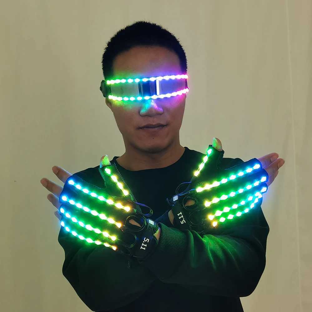 New Design LED Light Emitting Costumes LED Luminous Glasses Gloves Stage Props LED luminous Costumes W250528