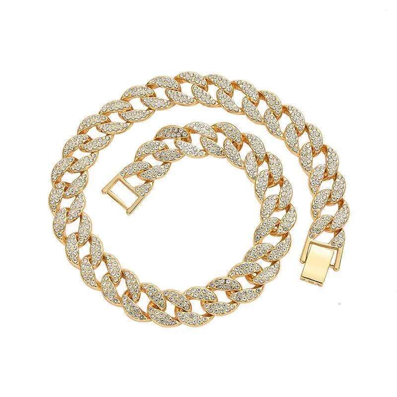 Accessories for men, hip-hop Cuban necklace, full dia trendy sweater 12MM large gold chain, no fading