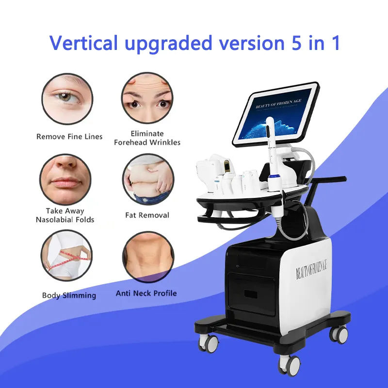 Professional 5 In 1 Ultrasounds Skin Tightening Device HIFU Wrinkle Remover Skin Rejuvenation Face Lift Dark Circles Anti-Puffiness Skin Tightening Eq