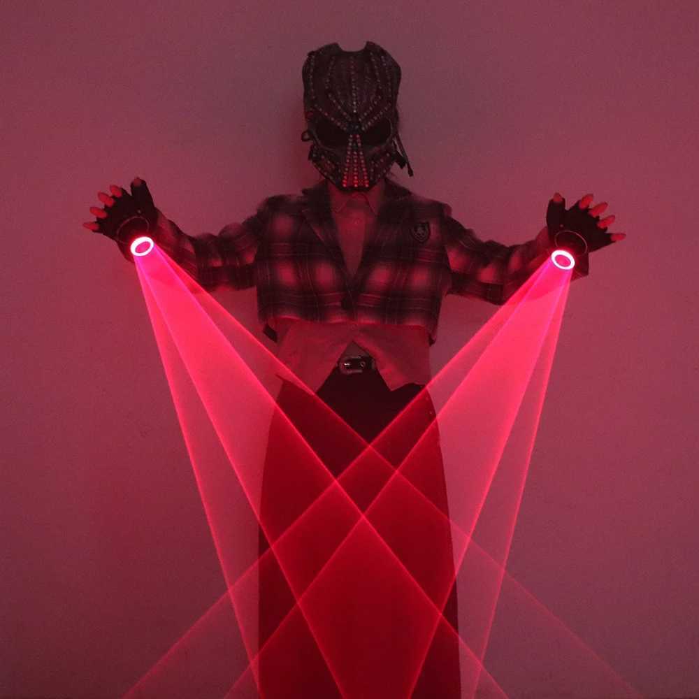 New 650nm Red Auto Rotating Laser Gloves Handheld Laser Cannon Light Up LED Vortex Gloves For DJ Dancing Club Party Show W250528