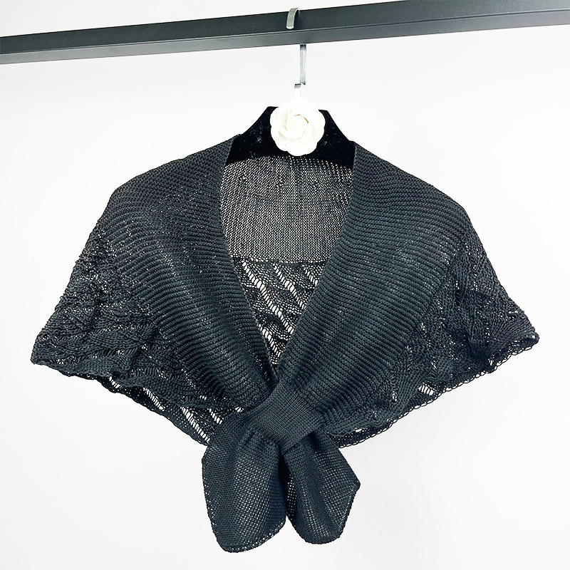 K854 Fishtail hollow knitted shawl outer wear celebrity style summer air conditioning waistcoat protect cervical vertebra fishtail shawl false collar