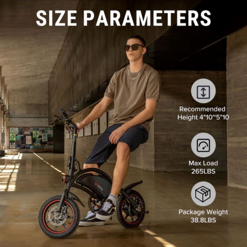 DYU D3F 14 Inch Folding Electric Bike 250W Mini E-City Bike 36V/10AH Adults Lightweight Convenient Bicycle 25km/h Pedal Assist E-Bike 40KM Range