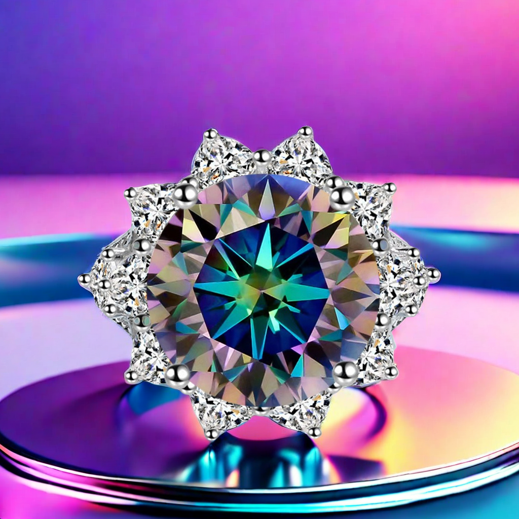 10CT VVDS1 Eight Heart Eight Arrow S925 sterling Silver Scorpio Balance Fish Twin-Pisces Moissanite Star Richly Decorated Designer Aphrodite Ring of L