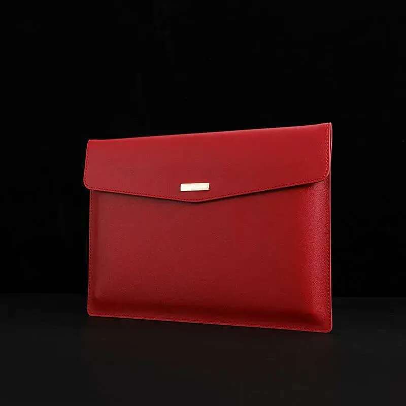Leather File Folder Large Capacity Document Bag Business Briefcase Magnetic Button Waterproof Laptop Cases Office Organizer