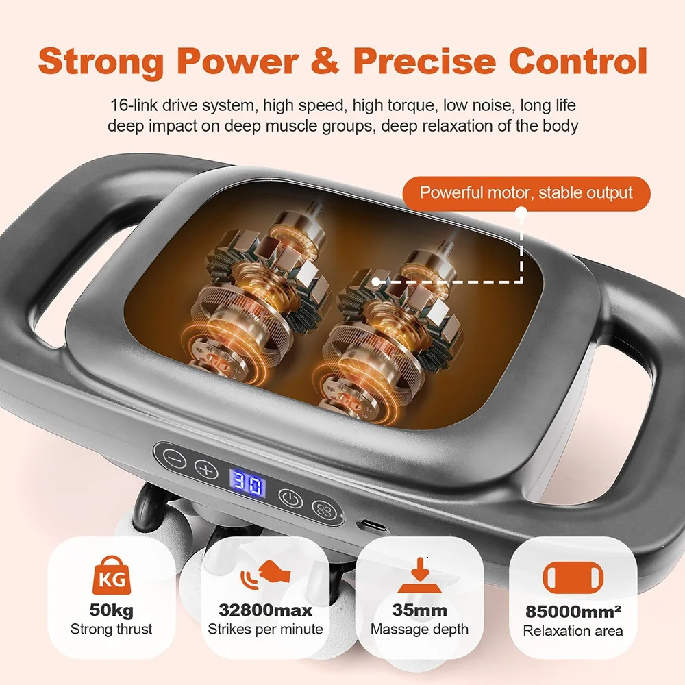 16-Head Fascia Gun High-Frequency Vibration Body Massage Gun Back and Waist Massager Neck Shoulder Massager Muscle masajeador 250519