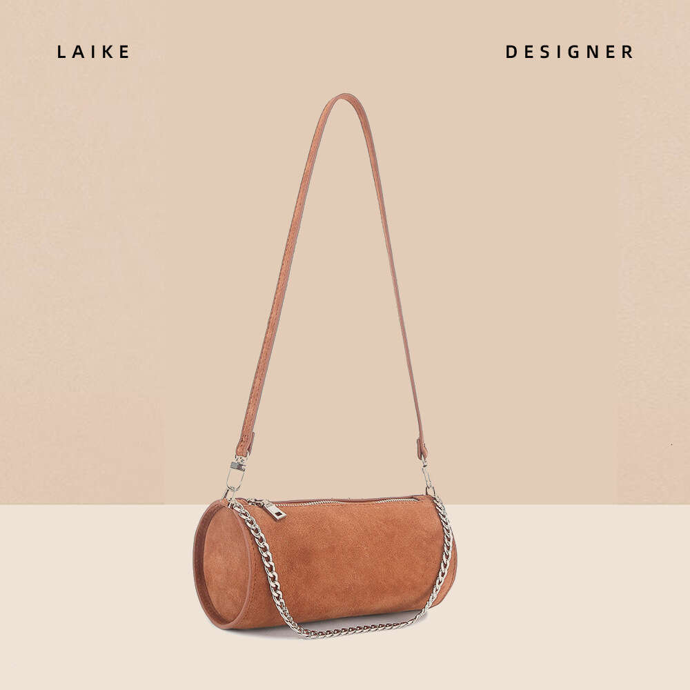 for Women New Genuine Leather Matte Round Barrel Shoulder Fashion Simple Underarm Bag High-end Niche Handbag