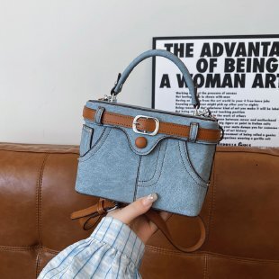 Luxury Brand Designer Bag Denim Color Blocking Popular Casual 2025 New Item Niche High-End Women's Fashion Versatile Shoulder Bag