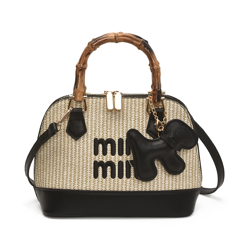 Free shipping designer bags, cross-border shell woven bags, 2025 bamboo joint straw woven hand bill of lading, shoulder cross-shoulder bags, women