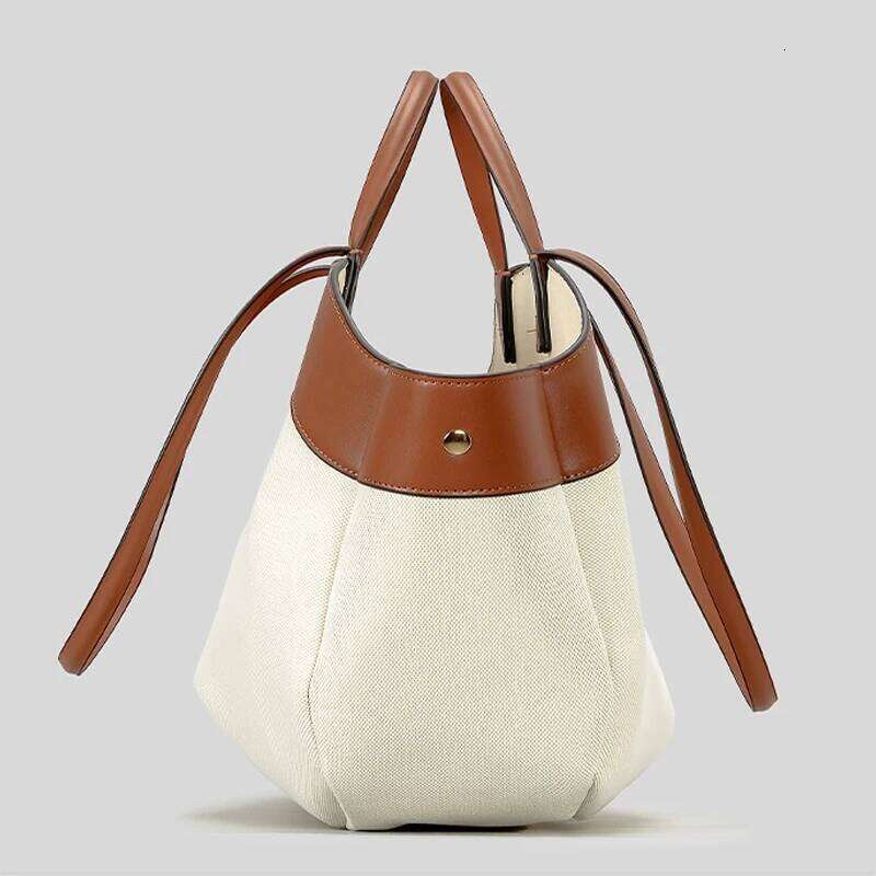 Canvas Splicing PU Tote Composite Bag For Women Designer Handbag Purse 2024 New Fashion Large Capacity Shopping Shoulder