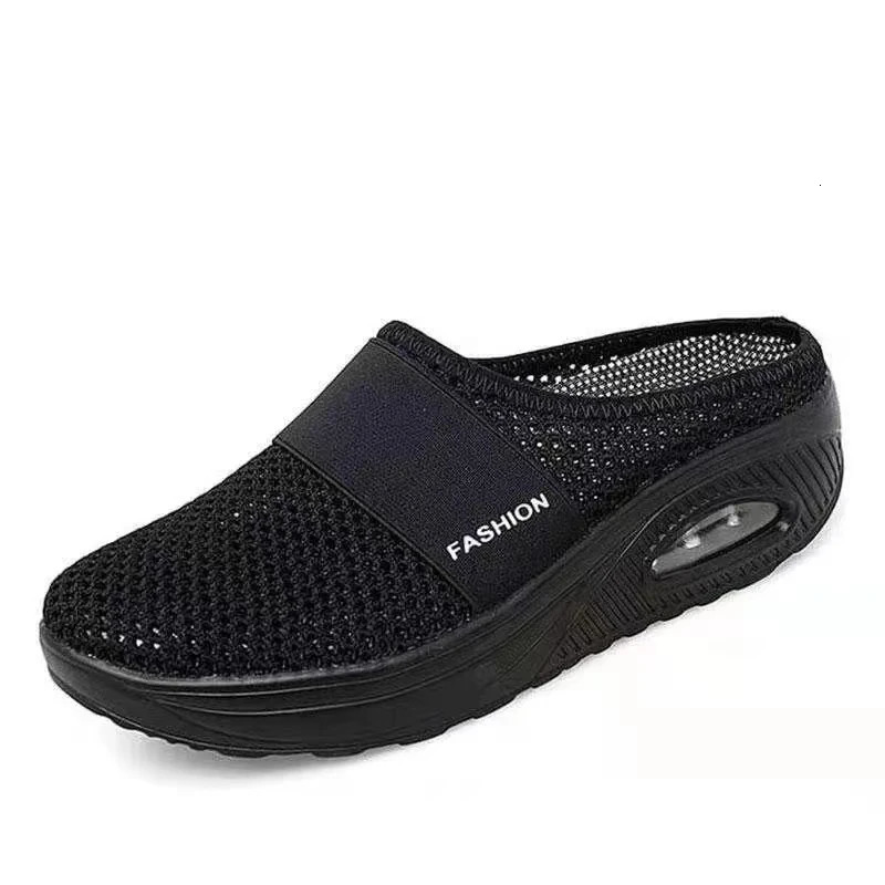 Air Cushion Slip-On Women Walking Shoes Orthopedic Diabetic Ladies Platform Mules Mesh Lightweight Slippers Wedge Female Sneaker 250523
