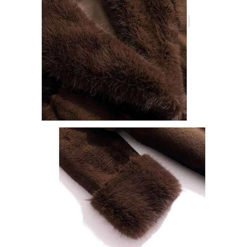 Imitation Mink Veet Jacket Women's Overcoat Winter 2024 New Fashion Loose Belt Medium Long Thick Warm Fur Coat Outwear