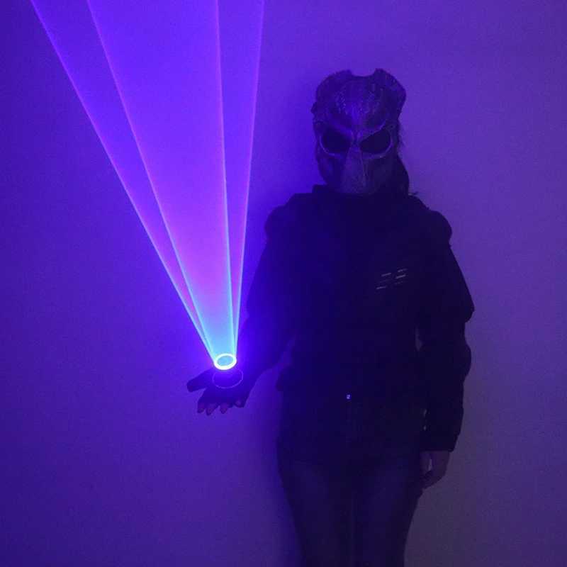 Blue Auto Rotating Laser Gloves Finger Lamp Whirlwind Handheld Tunnel Effect LED Lighting Gloves DJ Dancing Club Party Supplies W250528