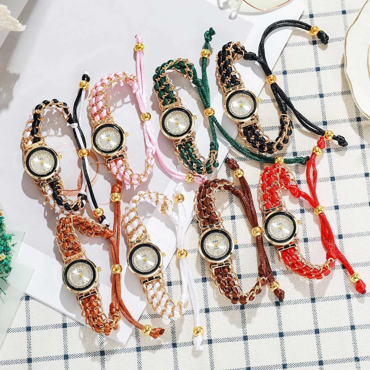 Womens Watch Fashion Braided Rope Bracelet Quartz Watches XJ250527